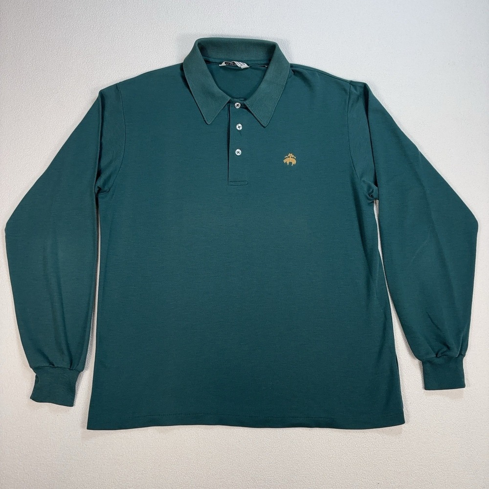VTG Brooks Brothers Golden Fleece Polo Shirt Mens M Green Single Stitch USA Made